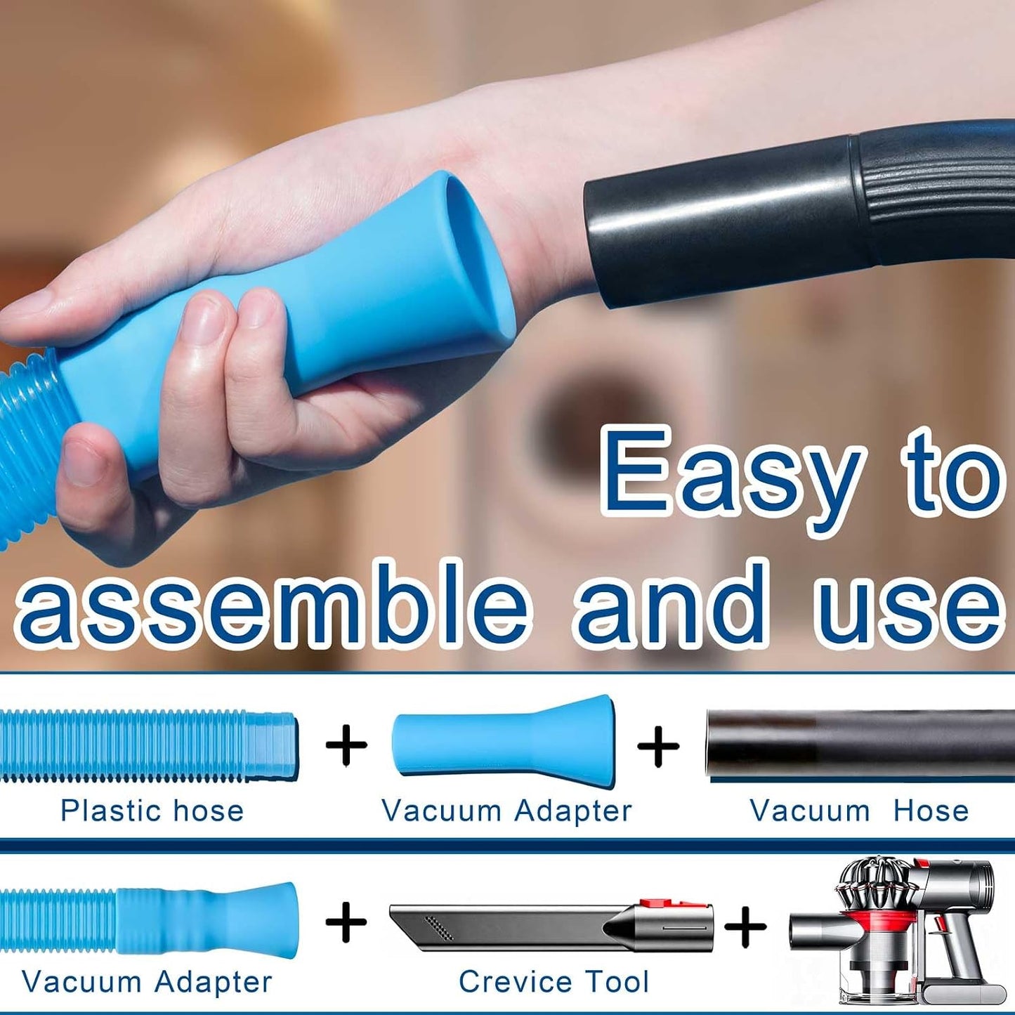 Dryer Vacuum Hose attachment Lint Kit–Flexible Hose for Deep Cleaning Vents & Traps，Dryer Vent Cleaner Kit, Lint trap cleaning tool