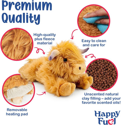 Bunny Microwavable & Weighted Stuffed Animals - 1.5 Lbs Unscented Heating Pad for Period Cramps Pain Relief and Anxiety, Cute Bunny Plush Toys Gifts for Women Girls Adults and Kids by Happy Fuel
