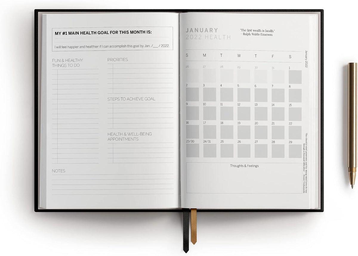 Self Care Journal 2026 - Stress Relief Happiness Wellness Planner 2026 - Food, Fitness, Mental Health Wellness Journal Self Care Planner 2026 - Self Love Positivity Gratitude Journal for Women and Men (Blue)