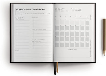 Self Care Journal 2026 - Stress Relief Happiness Wellness Planner 2026 - Food, Fitness, Mental Health Wellness Journal Self Care Planner 2026 - Self Love Positivity Gratitude Journal for Women and Men (Blue)