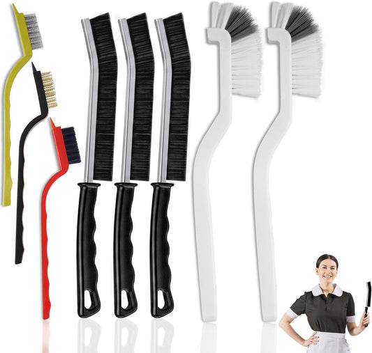 8 Pcs Crevice Cleaning Brush Set – Hard Bristle Cleaning Tools for Grout, Gaps & Narrow Spaces – Multi-Purpose Grout Brush, for Cleaning Bathroom, Shower, Window Tracks, Kitchen | Multi-Purpose Grout Brush for Bathroom, Shower, Window Tracks & Kitchen