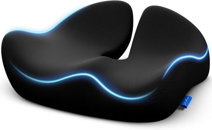 ZIKEE Contoured Ergonomic Seat Cushion for Effective Pain Relief, Non-Slip | Office Chair Cushion for Sciatica, Back, Tailbone Pain Relief, High-Density Memory Foam Car Seat Cushion for Sitting Comfort
