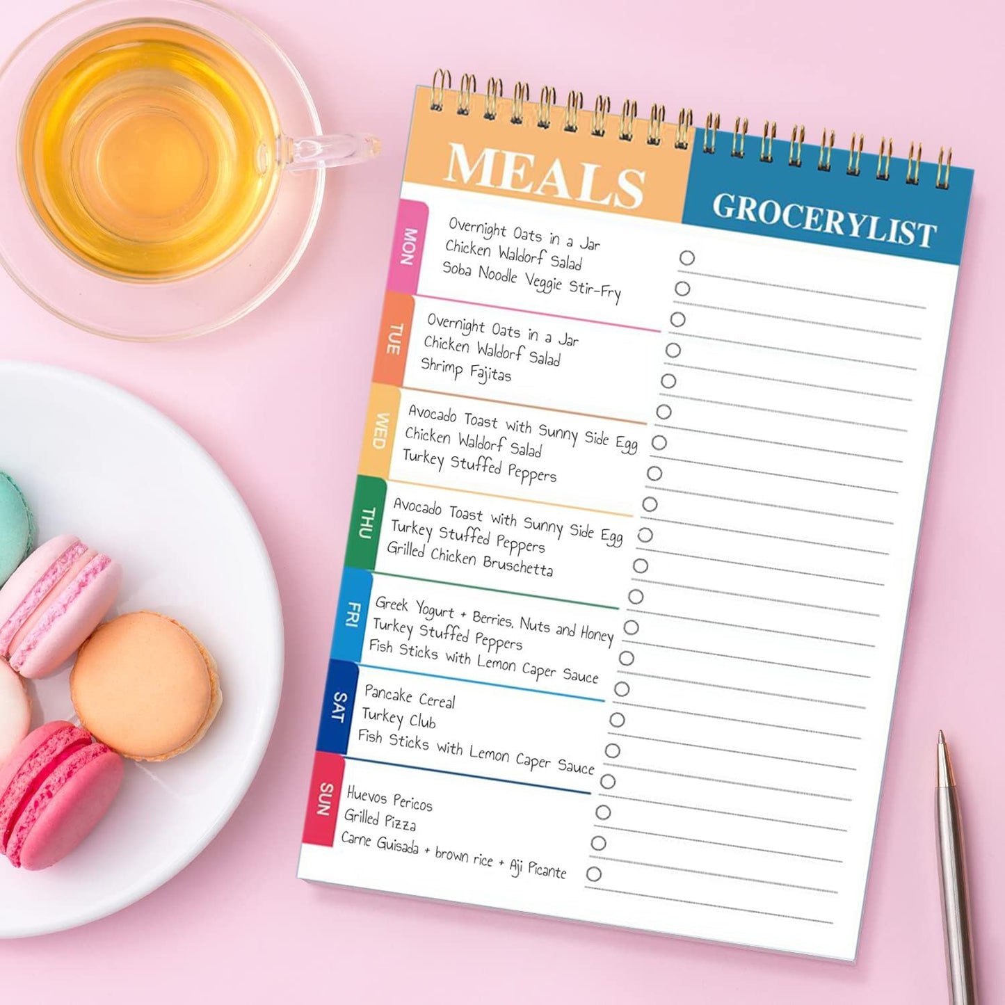 Weekly Meal Planner and Grocery List - 50 Undated Sheets Planning Pad for Organized Daily Menu, Tear-Off Notepad for Convenient Shopping