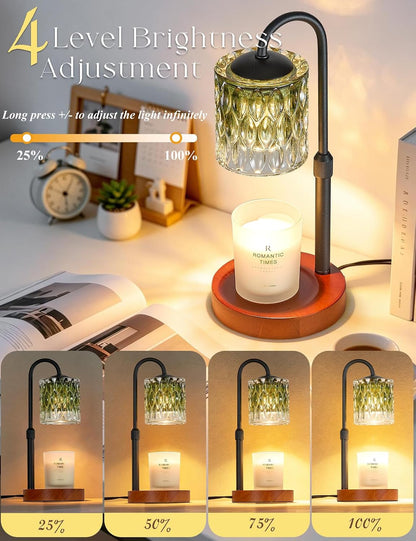 Briever Dimmable Candle Warmer Lamp with Timer, Height Adjustable Electric Candle Wax Warmer, Christmas Birthday Gifts for Women Mom, House Warming Gifts New Home Room Decor, Black Solid Wood Base