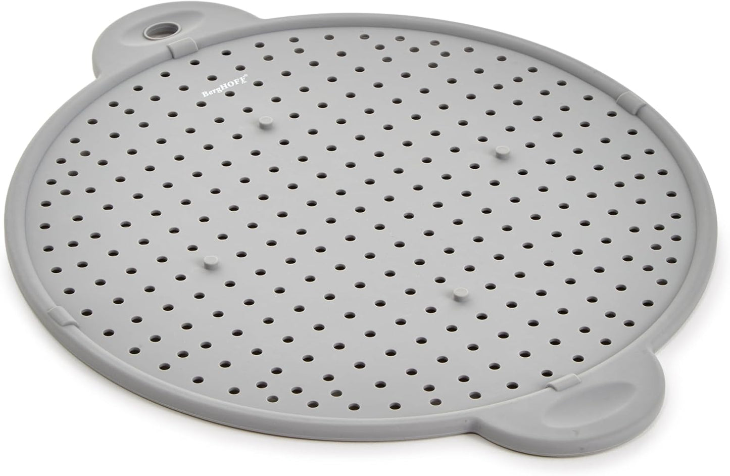 BergHOFF Essentails 11" Silicone Splatter Screen & Grease Splatter Guard | Heat Resistant Oil Splash Shield for Frying Pan, Multifunctional Kitchen Strainer, Cooling Rack & Dual Stay Cool Handles