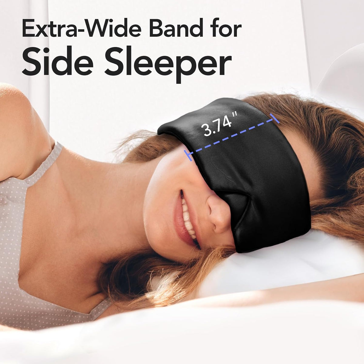 LitBear Silk Sleep Mask for Side Sleeper, Travel, Airplane, Jet Black