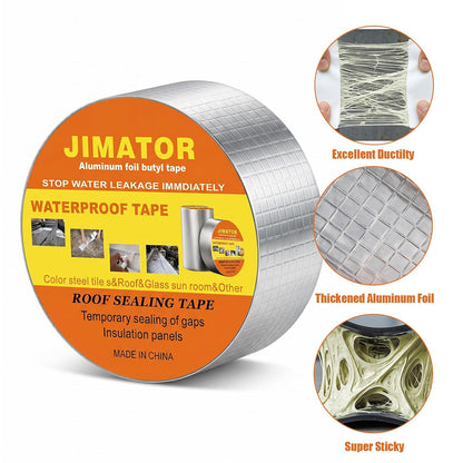Butyl Waterproof Tape with Foil Backing, 2 Inch x16 Feet, Silver | Incredibly Sticky, Puncture-proof, Weather-resistant, for Metal, Plastic, Roofing Materials