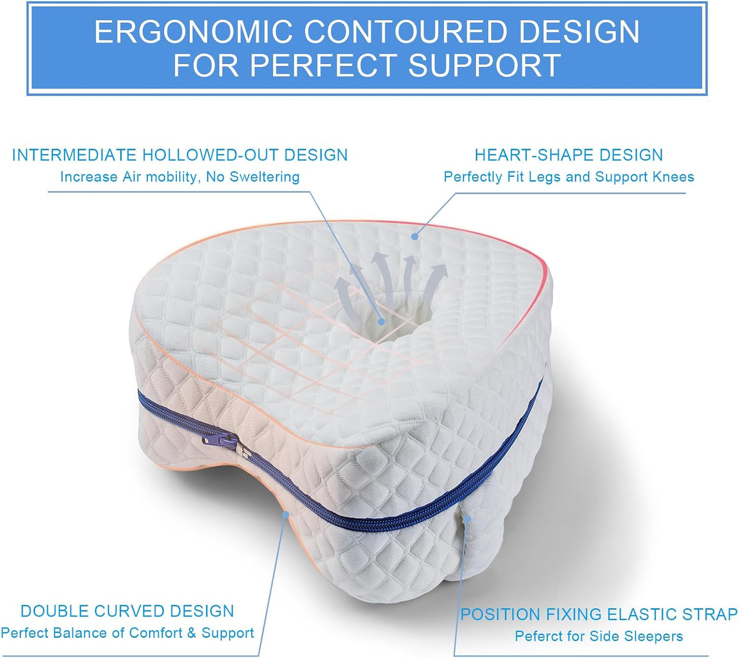 BEAUTRIP Leg Pillow | Ergonomic Side Sleeping Pillows | Memory Foam Knee Pillow with Strap for Side Sleeper | Leg Support Cushion with Removable and Washable Cover