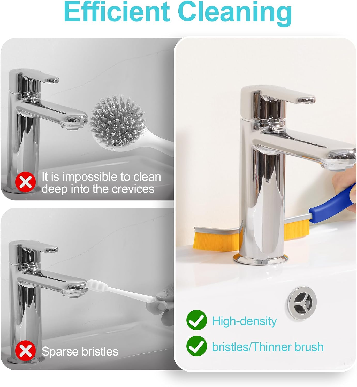 JOYMOOP 4 Pack Crevice Cleaning Brush, Hard Bristle Grout Brush, House Cleaning Supplies, Magnetic Gap Cleaning Brush for Kitchen, Bathroom, Window, Toilet, Multifunctional Cleaning Tools-4 Colors
