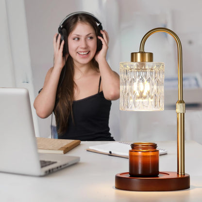 Candle Warmer Lamp with Timer and Dimmer,Electric Gold Light Gifts for Women Melt Wax Warmer Lamp with 2 Bulbs for Candle Jars House Warming New Home Decor Bedroom