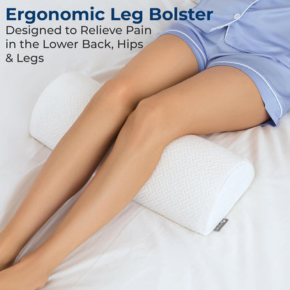 5 STARS UNITED Knee Pillow for Back Sleeping – Half Moon Bolster Pillow for Legs, Under Knee Pillow for Sleeping on Back, Memory Foam Leg Pillow for Back Pain, White