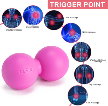 Aegero Peanut Massage Ball-Double Lacrosse Massage Ball (Blue Firm Ball) | Mobility Ball for Myofascial Release,Yoga Therapy,Trigger Point Therapy ,Muscle Knots and Acupoint Massage