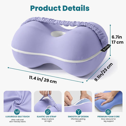 Knee Pillow for Side Sleepers - Smooth Spine Alignment Pillow, Memory Foam Knee Pillows for Back Hip Pain, Spine Aligning, Sciatica, Surgery Recovery, Pregnancy