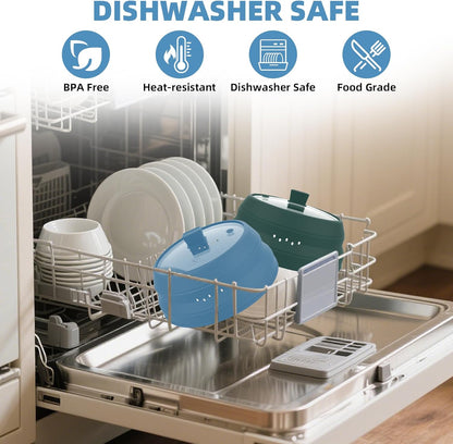 Microwave Splatter Cover Glass Guard Lid with Collapsible Silicone for Food Pot Plate Cover 9.8 inch Dark Blue