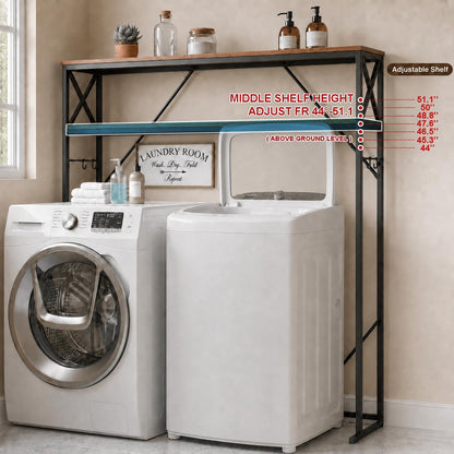 FIMELLO 2 Tiers Over Washer and Dryer Storage Shelves,Espresso Oak | Freestanding Laundry Room Standing Shelf, Laundry Room Shelves for Front & Top Load , 57.1" W x 16.1" DX 59.1 H,