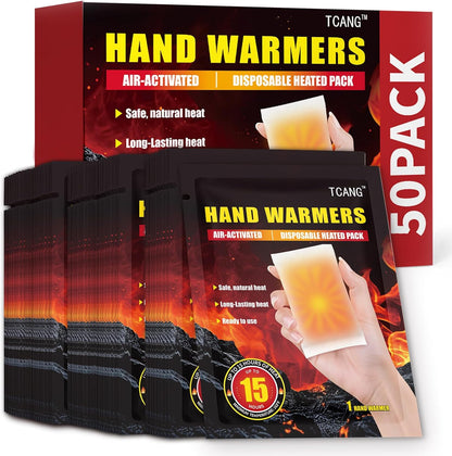 Hand Warmers Disposable - Up to 15 Hours of Heat - 10/50/100/200 Pack Super Long Lasting Air Activated Warmers, All Natural, Portable for Body, Hands & Toes - Odorless Hot Warmer Heater for Outdoor