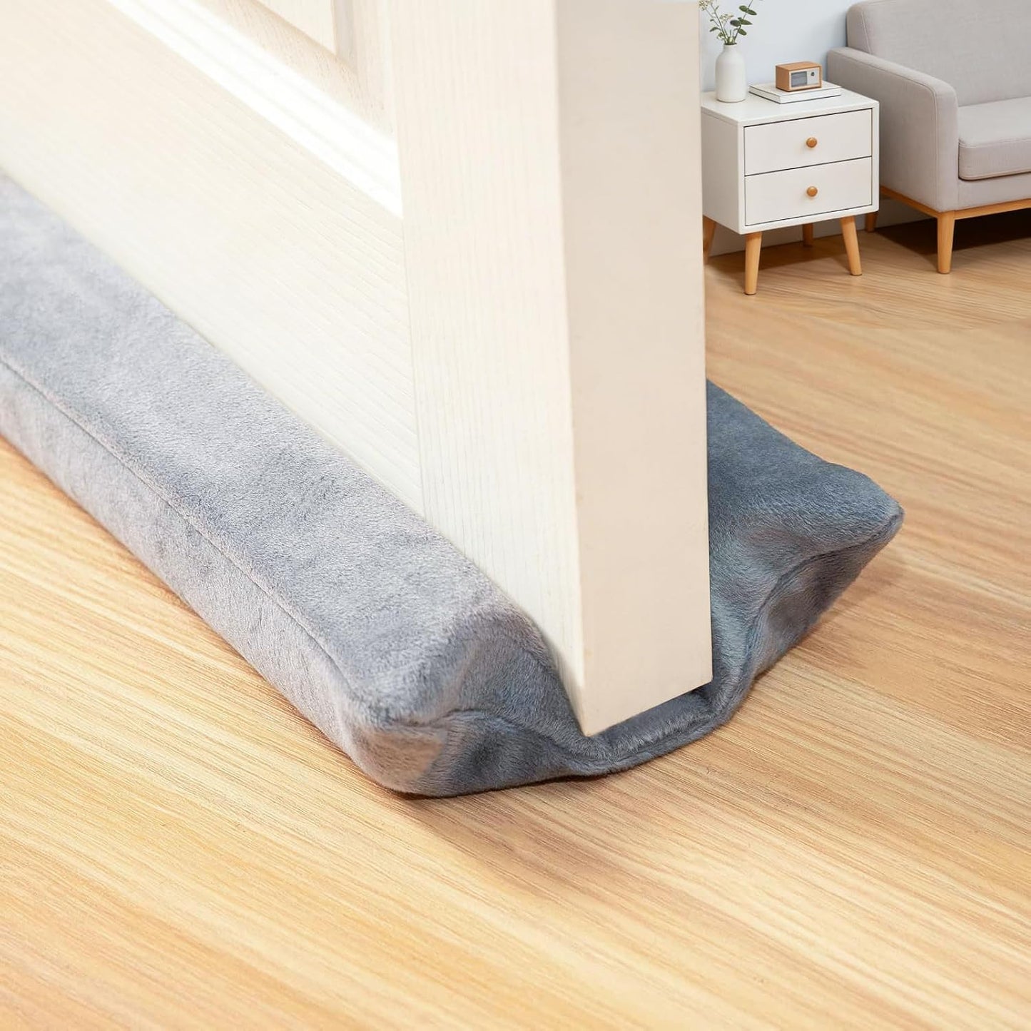 Under Door Draft Stopper 30-38" Adjustable Wind Stopper for Door & Window, Foam Door Sweep Air & Noise Blocker for Bottom of Doors Double Side Seal - Black