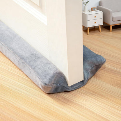 Under Door Draft Stopper 30-38" Adjustable Wind Stopper for Door & Window, Foam Door Sweep Air & Noise Blocker for Bottom of Doors Double Side Seal - Black
