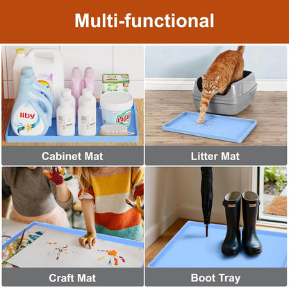 34" x 22" Extra Thick Silicone Mat Waterproof with Raised Edge, | Under Sink Mat for Kitchen & Bathroom, Kitchen Cabinet Liner, Multi-Purpose for Storage & Protection