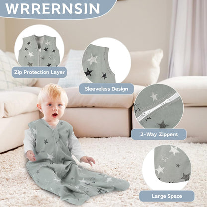 Baby Sleep Sack 0-6 Months, 100% Cotton Wearable Blanket, 0.5 Tog, 3 Pack