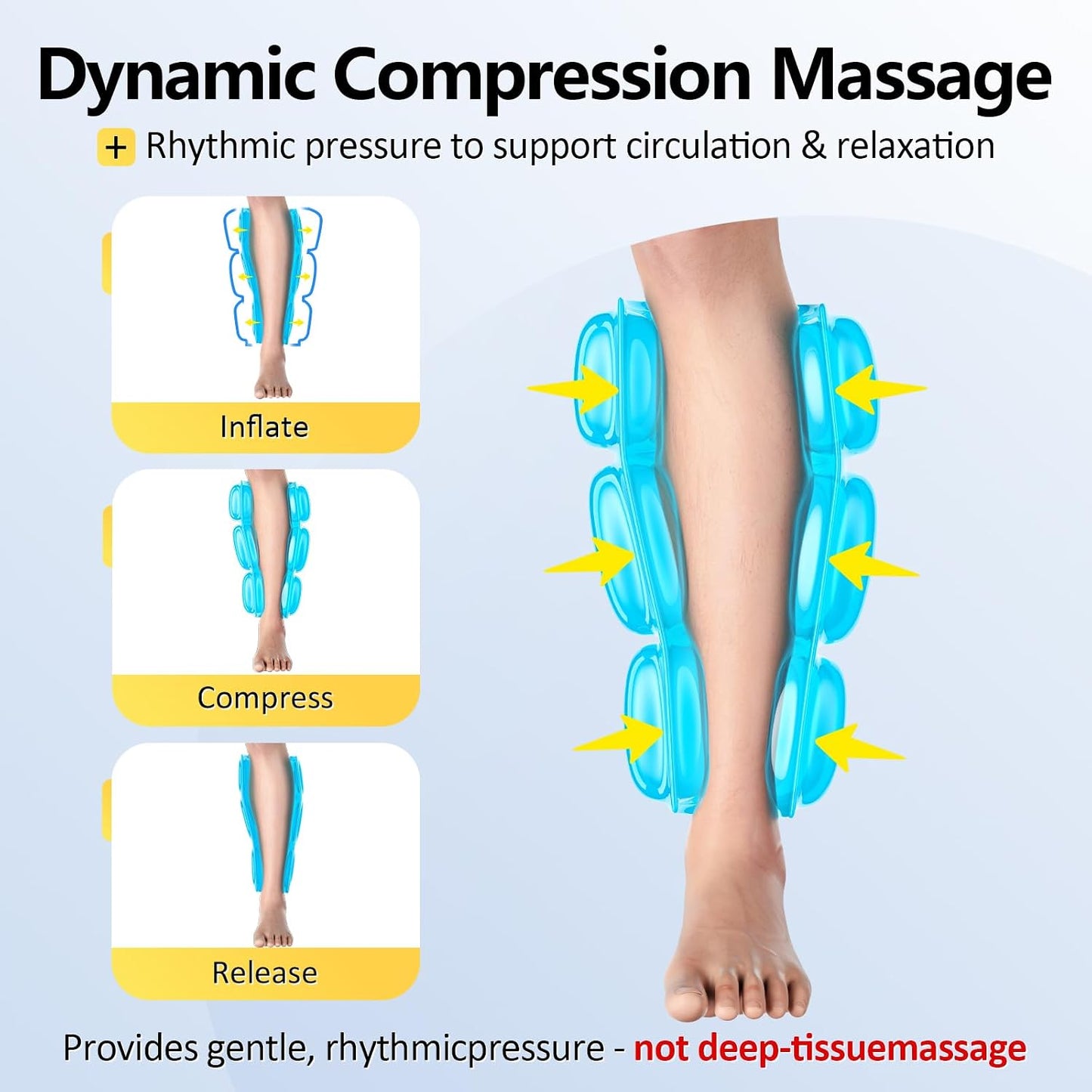 Comfytemp Cordless Air Compression Calf Massager with Heat (Fit 13"~18") | Recovery for Varicose Veins, RLS, Portable Leg Compression Massager for Circulation and Pain Relief, Ideal for Men Women