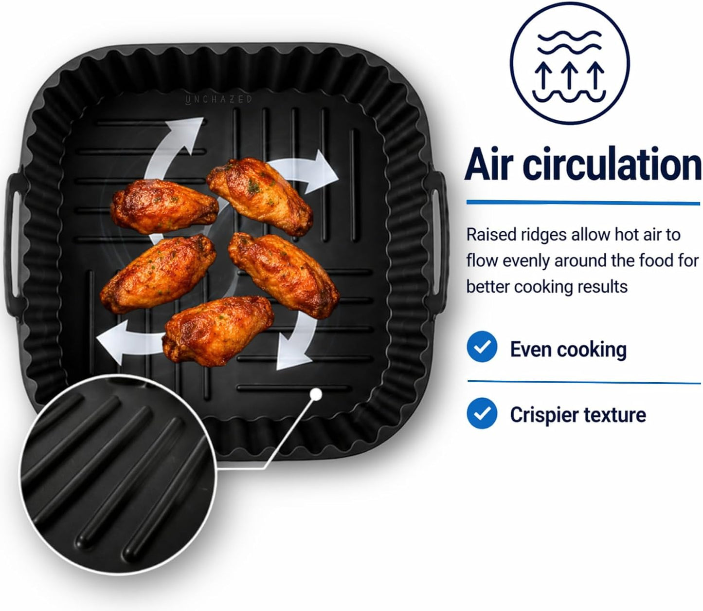 Reusable Silicone Air Fryer Liners 4 PCS Set | 2-Pack 8-Inch Square Liners with Tongs & Basting Brush | Compatible with Ninja AF141 AF181, COSORI & More | Food-Grade Accessories for 5–7 QT Baskets