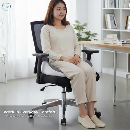 Home & Travel Gear Seat Cushion for Tailbone & Coccyx Comfort — Memory Foam for Office Chair & Car | Non-Slip Base | Ergonomic Cutout Design | Breathable Washable Cover