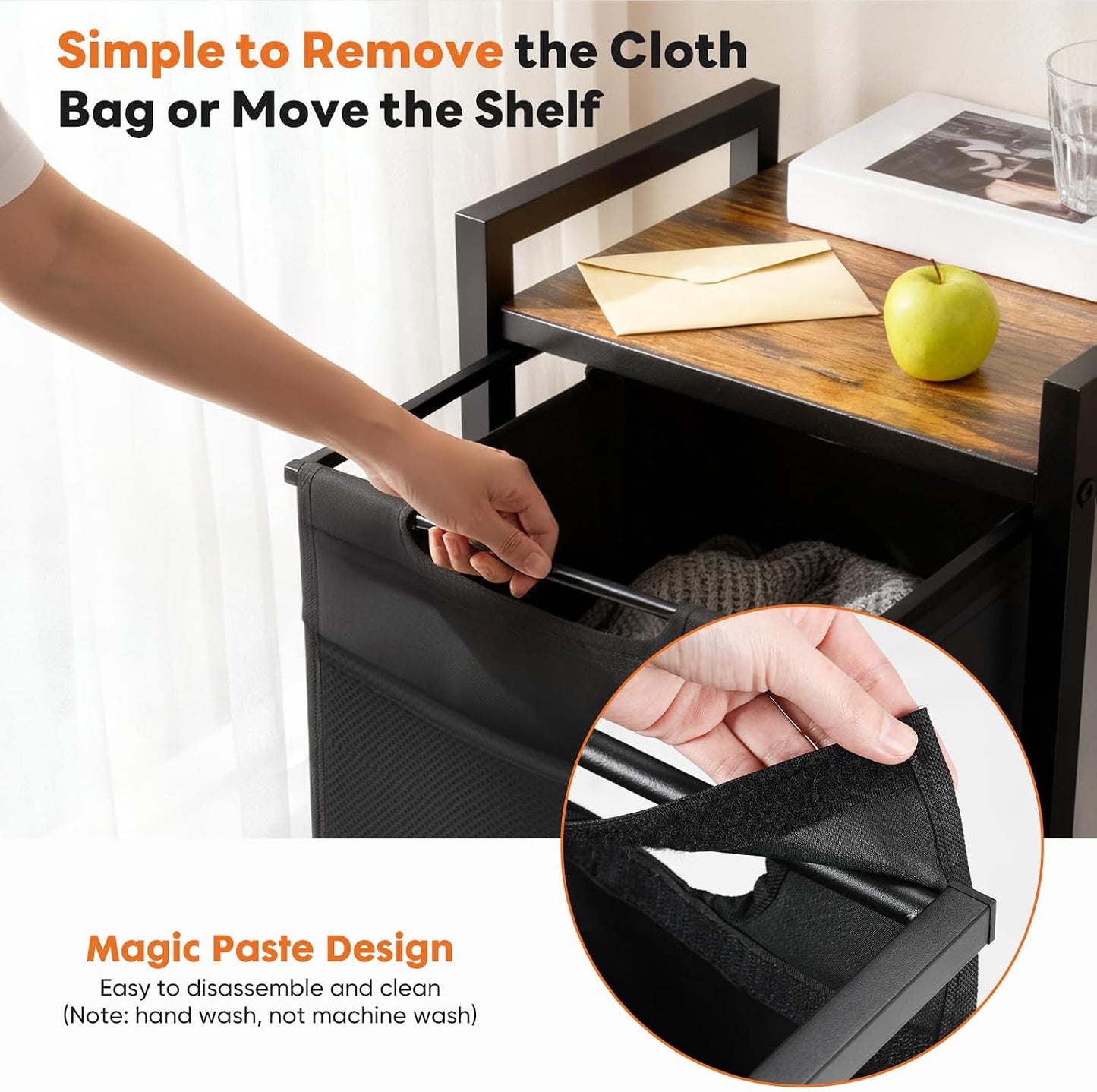 NEWBULIG Laundry Hamper Sorter with Wheels, Rolling Laundry Basket with Shelf & Removable Pull-Out Bag, Dirty Clothes Hamper for Room Organizer, 3 x 10.6 Gal (120L) - Rustic Brown and Black