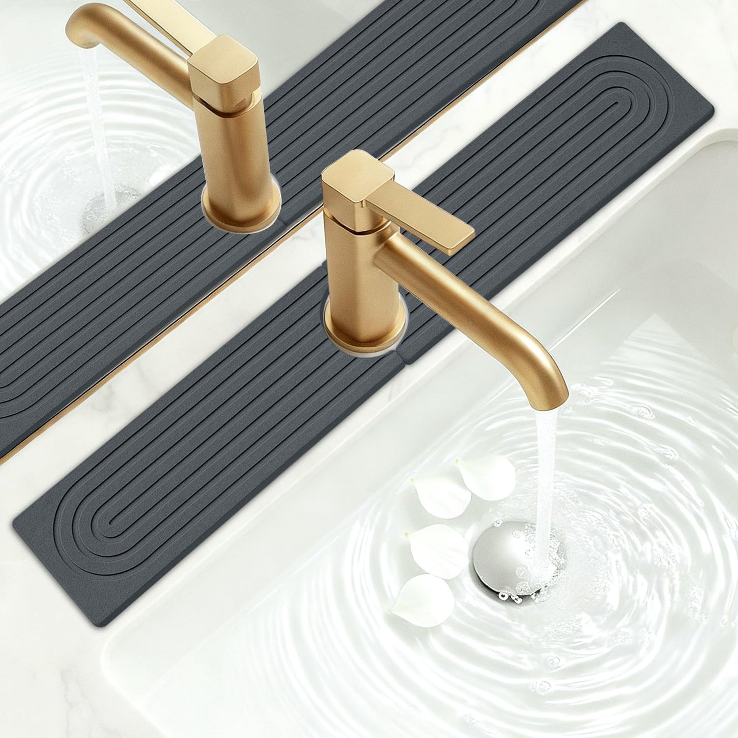 Fast Dry Stone Faucet Mat for Bathroom Sink Kitchen Counter Marble Trays | Small Diatomite Sink Splash Guard White Absorbent Tray Counter Quick Drying Stone Kitchen Diatomaceous Earth Around Faucet