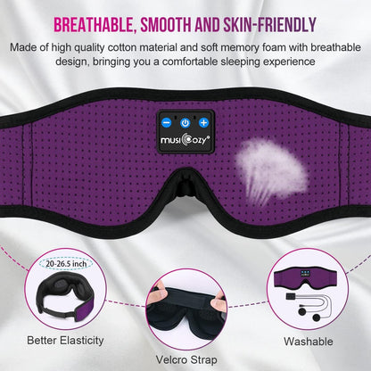 MUSICOZY 3D Sleep Headphones Bluetooth 5.4 Sleep Mask with HD Speakers