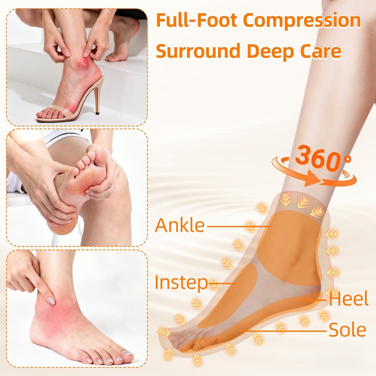 Cordless Air Compression Foot and Ankle Massager with Heat,1Wap | Portable Heat & Vibration Wrap for Tired Feet, Sore Arms & Swollen Ankles; Cordless, Rechargeable Gift for Men and Women