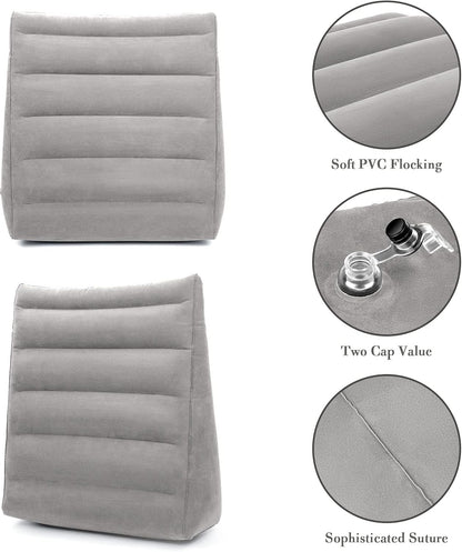 USHMA Inflatable Wedge Pillow for Sleeping, Portable Travel Wedge Pillow for Sitting in Bed, Inflatable Wedge Pillows for Travel, Blow Up Under Knee Pillow