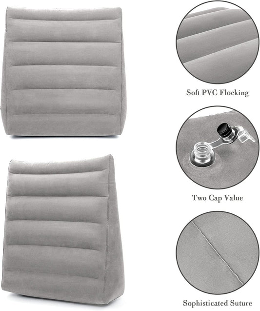 USHMA Inflatable Wedge Pillow for Sleeping, Portable Travel Wedge Pillow for Sitting in Bed, Inflatable Wedge Pillows for Travel, Blow Up Under Knee Pillow