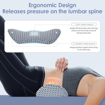 kasney Lumbar Support Pillow for Office Chair, Back Support Pillow, Gray | Memory Foam Lumbar Pillow for Low Back Pain Relief, Ergonomic Streamline Car Seat, Office Chair, Recliner and Bed