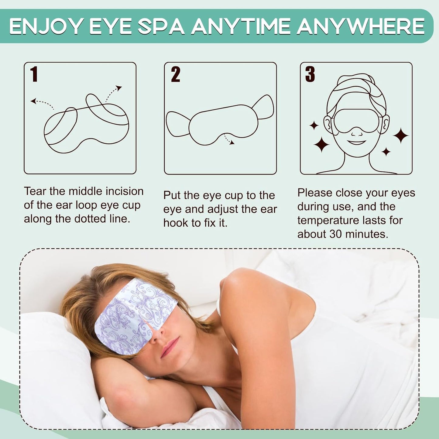 XPCARE 48 Pack Steam Eye Masks for Dry Eyes, Self Heated Steam Warm Eye Mask, Disposable Heated Eye Mask for Dark Circles, Puffy Eyes, Relief Stress Eye Fatigue (Unscented)