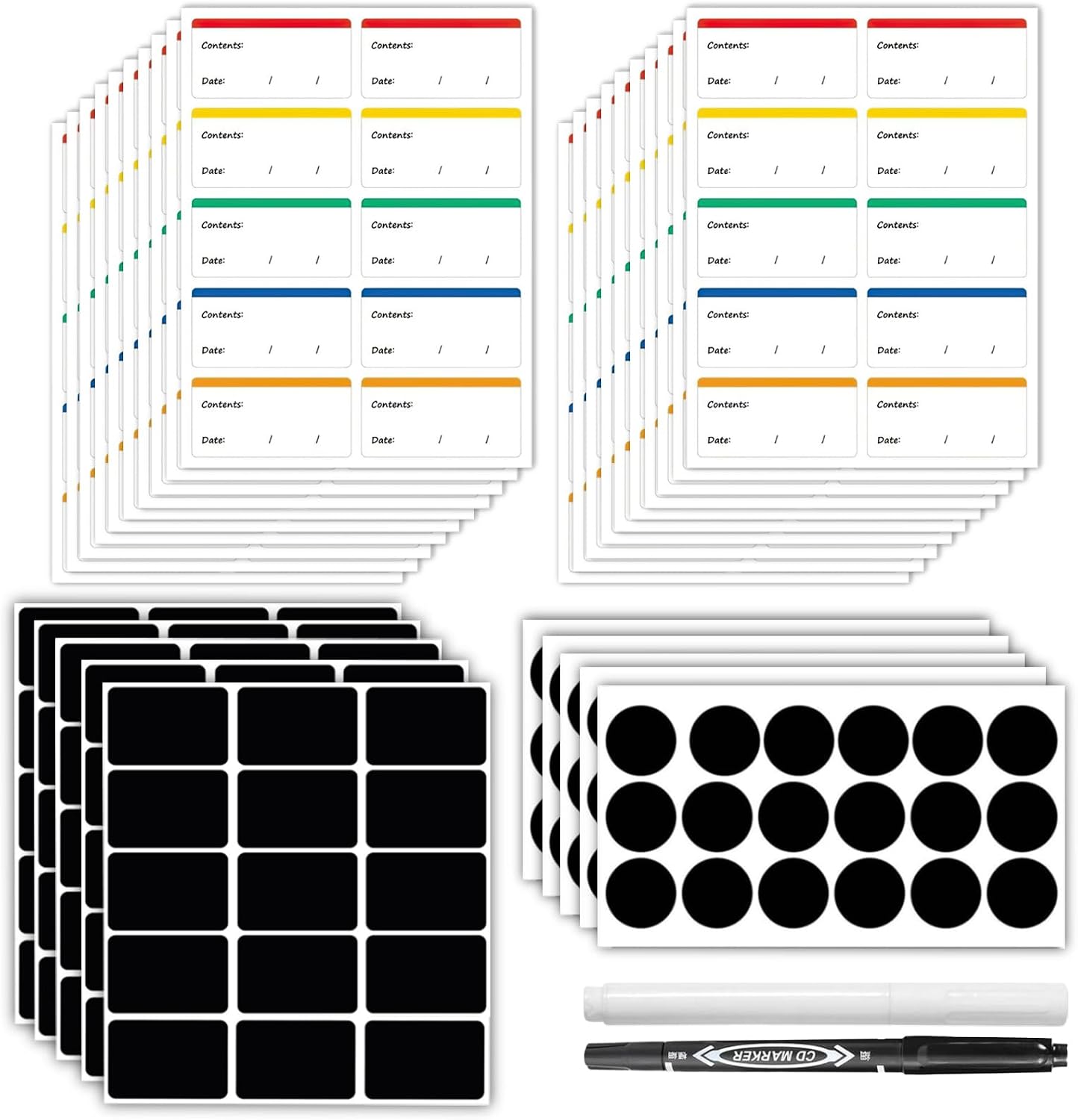 Chalkboard Labels 244 PCS, Waterproof Reusable Blackboard Stickers with 2 Chalk Marker, Erasable Handwritten Stickers or Food Containers, Mason Jars, Pantry, Bottles Storage Bins