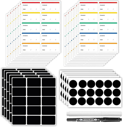 Chalkboard Labels 244 PCS, Waterproof Reusable Blackboard Stickers with 2 Chalk Marker, Erasable Handwritten Stickers or Food Containers, Mason Jars, Pantry, Bottles Storage Bins