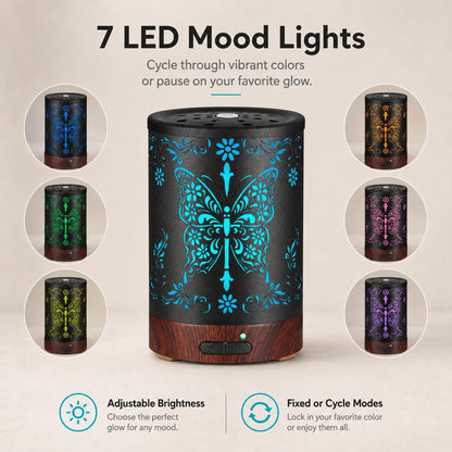 Tree Essential Oils Diffuser for Home 150ML Aromatherapy Diffuser | Birthday Gifts for Women mom,Metal Cool Mist Humidifier with 7 Colors Lights Waterless Auto Off Air Diffusers