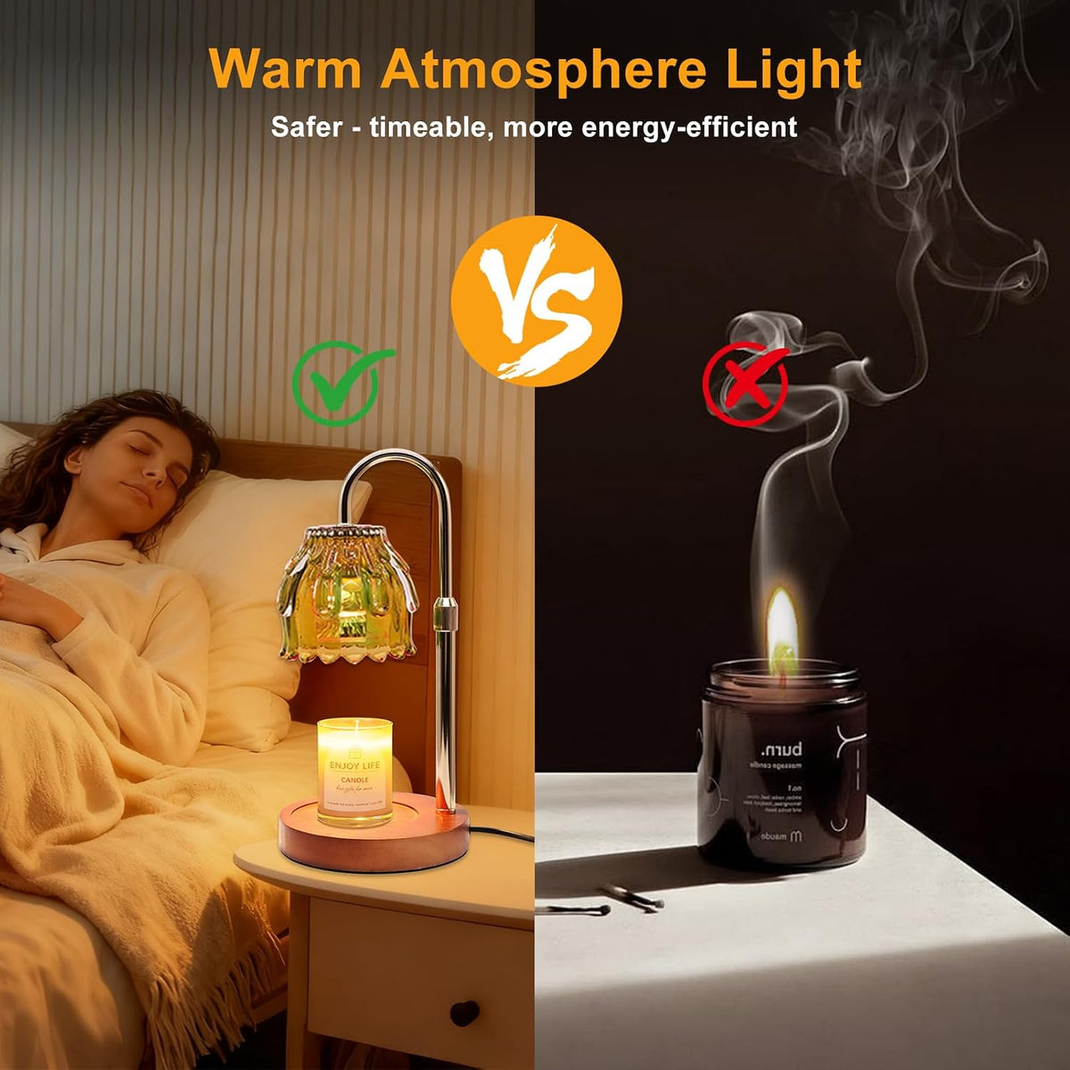 Candle Warmer Lamp with Timer & Dimmer, Birthday Gifts for Women Mom, 4-Level Dimmable Flower Heat Lamp for Jar Candles, Adjustable Height, House Warming Gifts, Home Decor (Purple