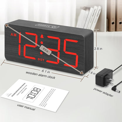 DreamSky Wooden Digital Alarm Clock for Bedroom with Large Numbers