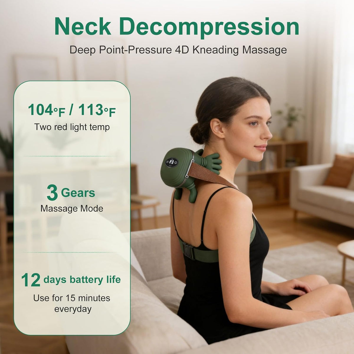 Human-Like Neck Massager with Heat for Pain Relief Deep Tissue, Cordless 4D Kneading Neck and Shoulder Massager with Bionic Fingers Massage and Screen, Ideal Gifts for Women Men