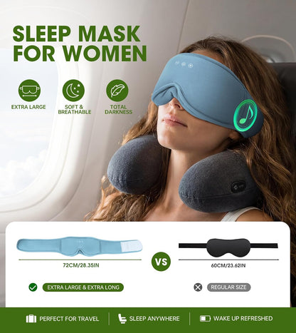 Sleep Mask with Bluetooth 5.4 Headphones, Removable 3D Eye Cups, Timing Sleeping Headphones for Side Sleepers, Wireless Music Eye Mask Speakers for Men, Women, Tech Gifts, Pink