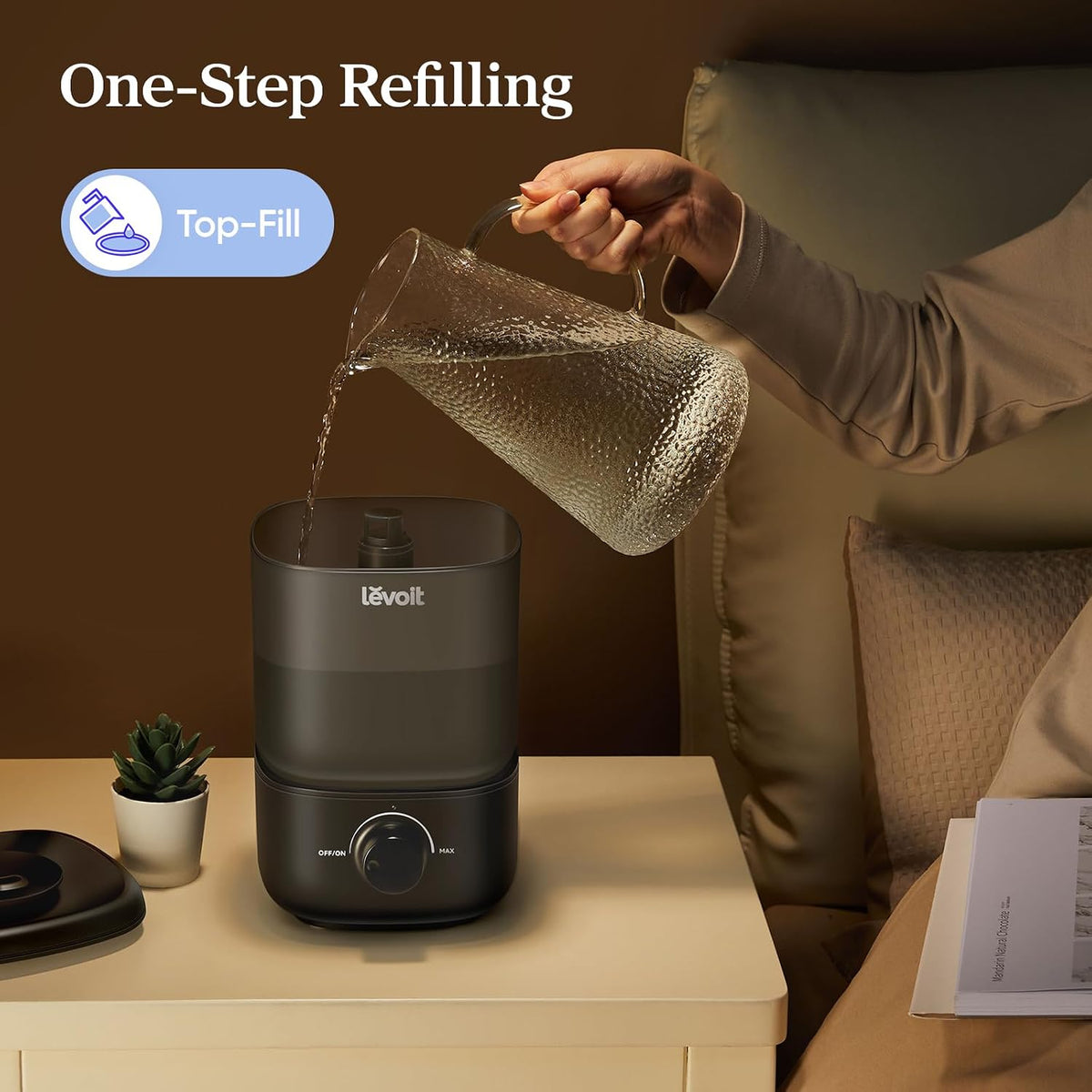 Levoit Top Fill Humidifiers for Bedroom, 2.5L Tank for Large Room, 25dB