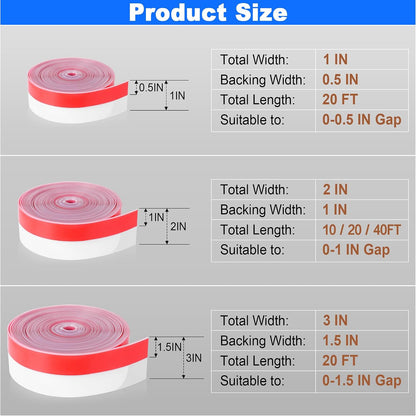 ToLanbbt Weather Stripping Silicone Door Seal Strip 2 in x 10 ft Door Draft Stopper Self Adhesive Tape, Side & Bottom Gaps Insulation Seal for Glass Shower Sliding Window, Black