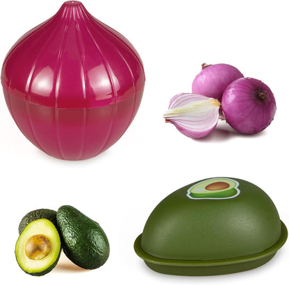 Vegetable and Fruit Storage Containers for Refrigerator, Lemon Tomato Garlic Avocado and Onion Storage, Food Storage Containers with Lids, Pack of 5