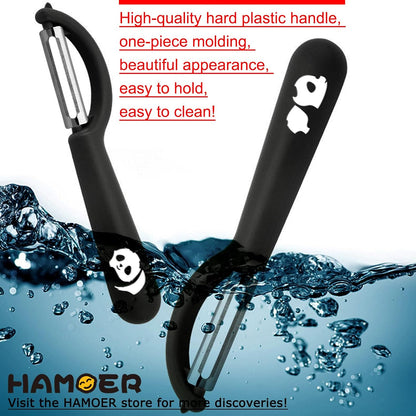2Pack Swivel & Julienne Peeler Set Ergonomic Black Grip,420 SS Blade