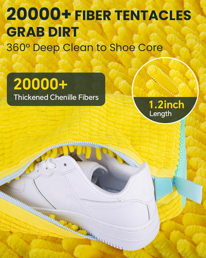 Shoe Washing Machine Bag: 2 Pack Reusable Shoes Cleaning Bags, Light Yellow | Heavy Duty Shoe Laundry Bag for Washer & Dryer, 360° Deep Clean for Sneakers Tennis Shoes, Gifts for Women Men (2pcs)