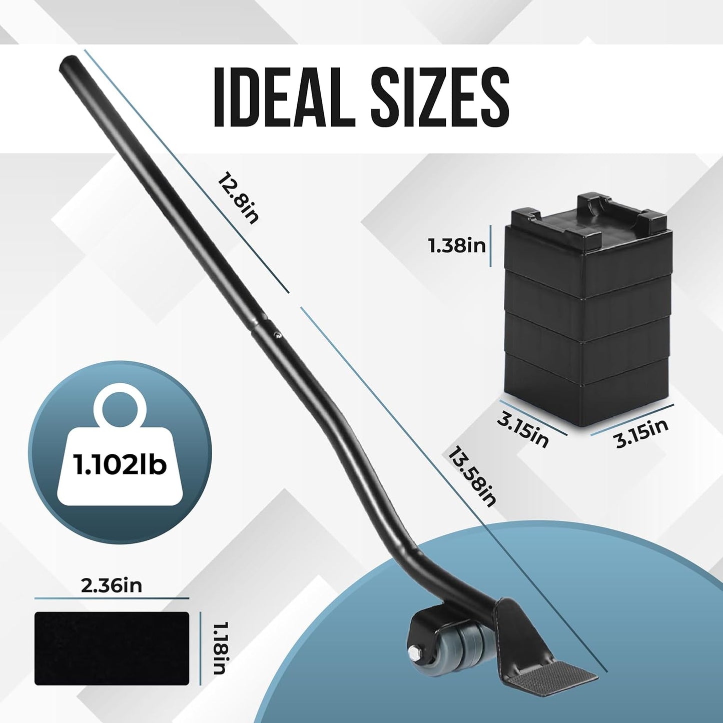 Furniture Lifter Tool Set – Heavy Duty Steel Lever & 3 Sliding Pads – Lifts up to 550 lbs – Ideal for Moving Sofas, Appliances & More
