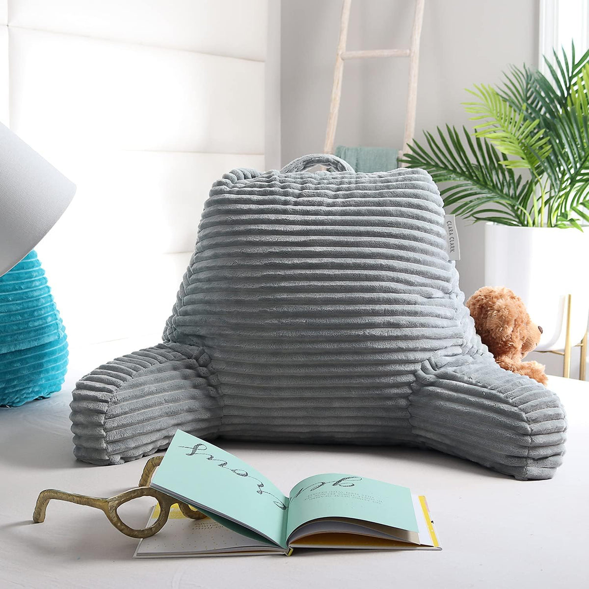 Clara Clark Reading Pillow for Bed Adult – Back Pillow for Sitting in Bed, Standard Bed Pillows for Sitting Up, Foam Chair Pillow, Sage Green Rest Pillow