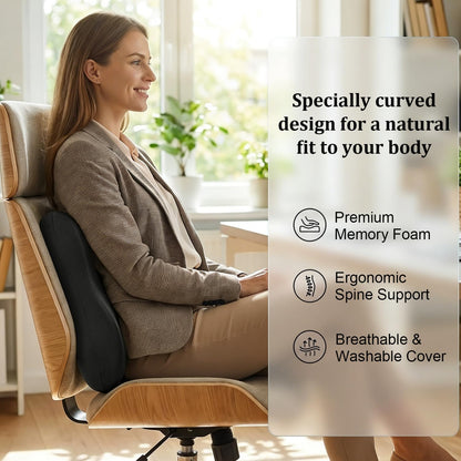 Lumbar Support Pillow for Office Chair Memory Foam Lumbar Cushion with Removable Cover Soft Back Support Pillow Suitable for Car, Couch, Gaming, Dark Blue